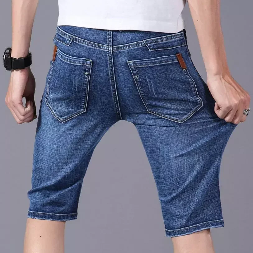 

2023New Blue Denim Shorts Summer Thin Shorts Jeans Good Quality Men Cotton Straight Jeans Shorts Male Blue Casual Jeans Size 40