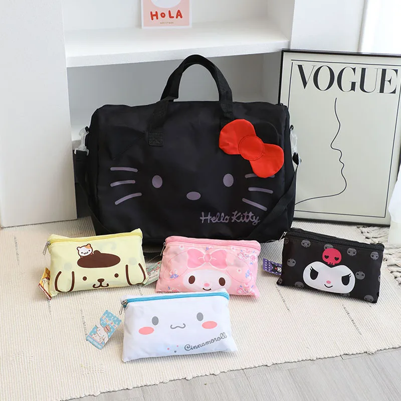 

Sanrio Kawali Hellokitty Kuromi My Melody Cinnamoroll Pompompurin Portable Travel Bag Foldable High-Capacity Cute Gift For Girls