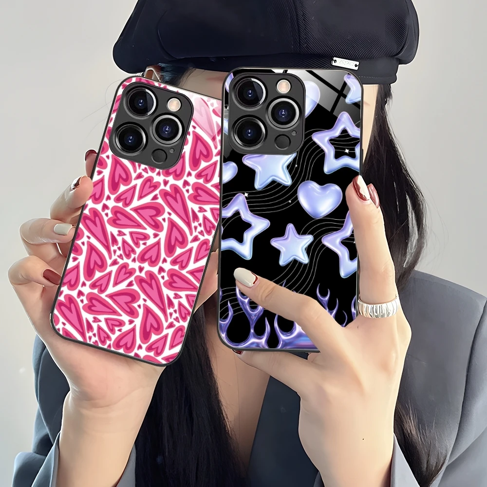 Чехол для мобильного телефона с рисунком Y2K Звездное сердце iPhone 16 15 14 13 12 11 X XR XS 8 Pro