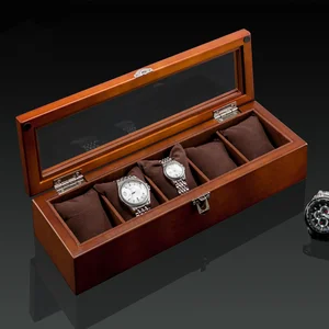 Image for 5 Slots Wood Watch Display Box Case Black Wooden W 