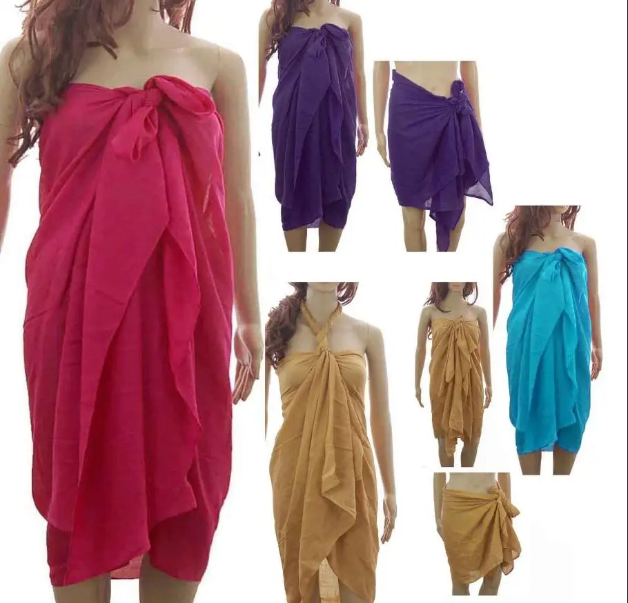 

Plain Large Sarong Beach Pool Cover Up Swimwear Wrap Pareo Free Size Ropa Mujer Women Clothing