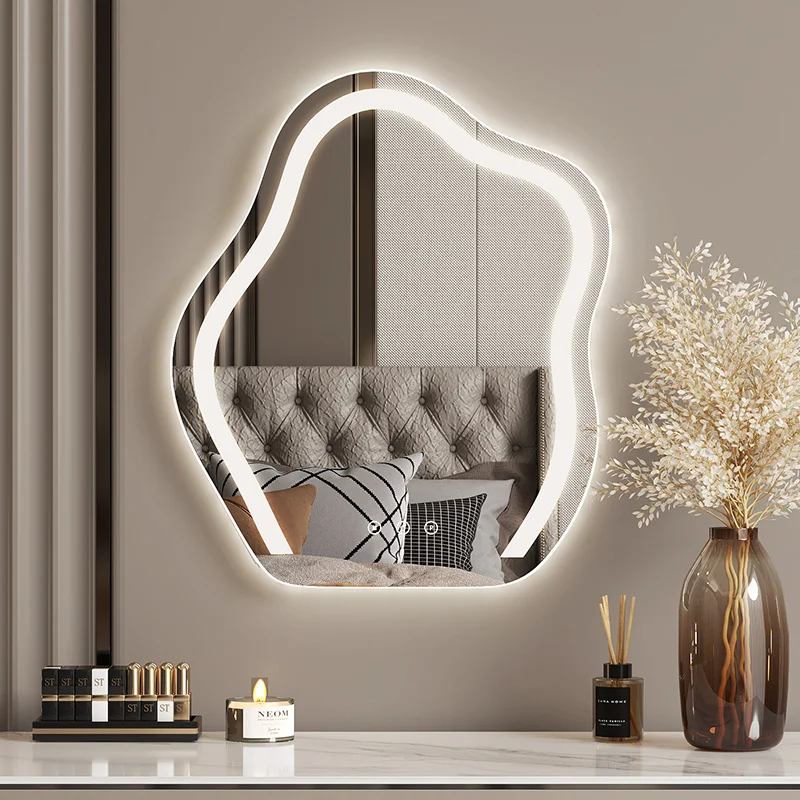 

Led Lighted Makeup Mirror Hanging Table Irregular Flexible Mirror Luxury Length Modern Decoraciones Espejos Con Luces Room Decor