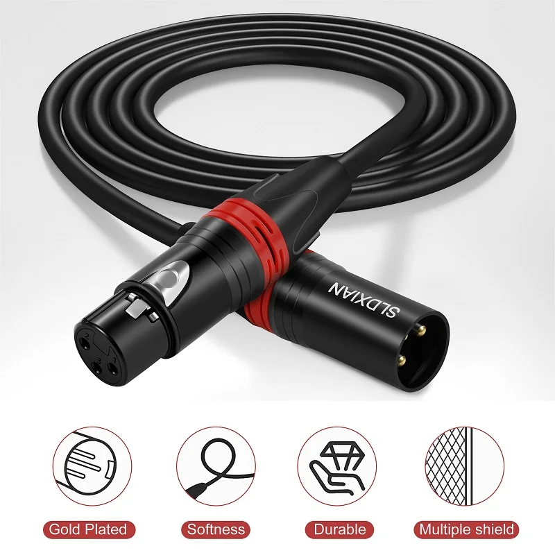 Фото Микрофонный кабель Shuliancable XLR для записи студийного динамика, полностью медные провода, 1 м, 2 м, 3 м, 5 м, 8 м, 10 м №1