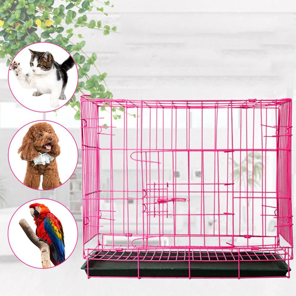 

Dog Cage Crate Pet Folding Dogs Crates Indoor Medium Puppy Steel Cages Large Metal House Size Foldable Wire Tray Portable