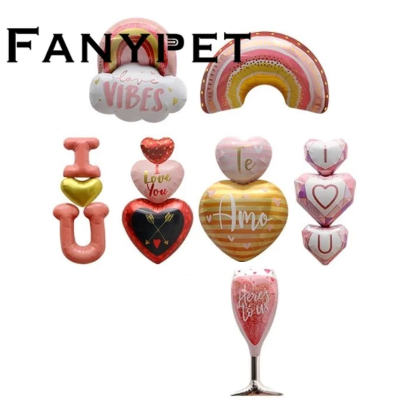 

1pc Conjoined Heart love Balloons Vibes Cloud rainbow Inflatable Foil Balloon Wedding Valentine Day Decoration I Love You Globos