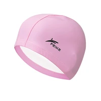 men women free size elastic waterproof pu fabric swimming cap long hair ears protection hat water sports pool caps