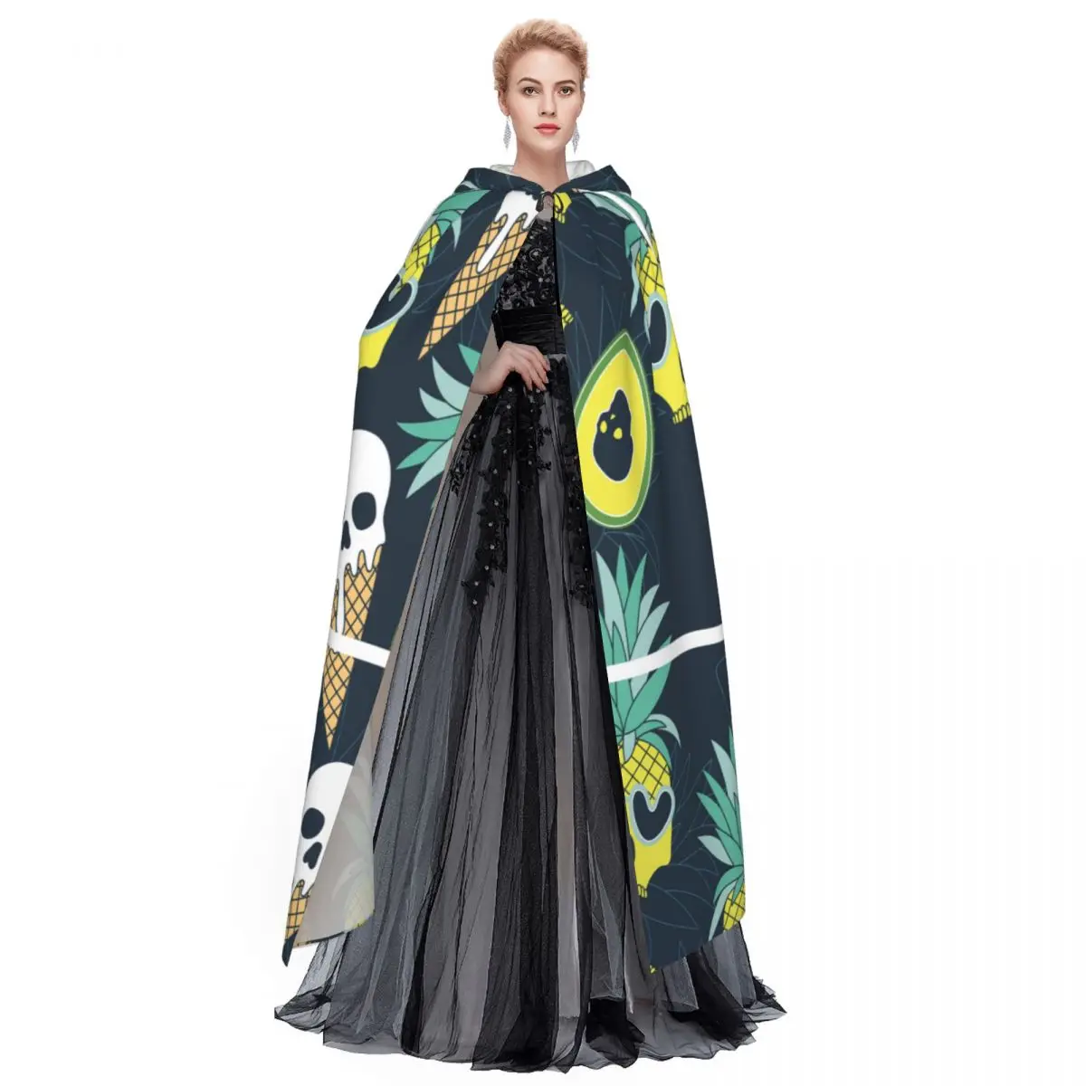 Летний женский костюм с рисунком черепа ананаса мороженого авокадо