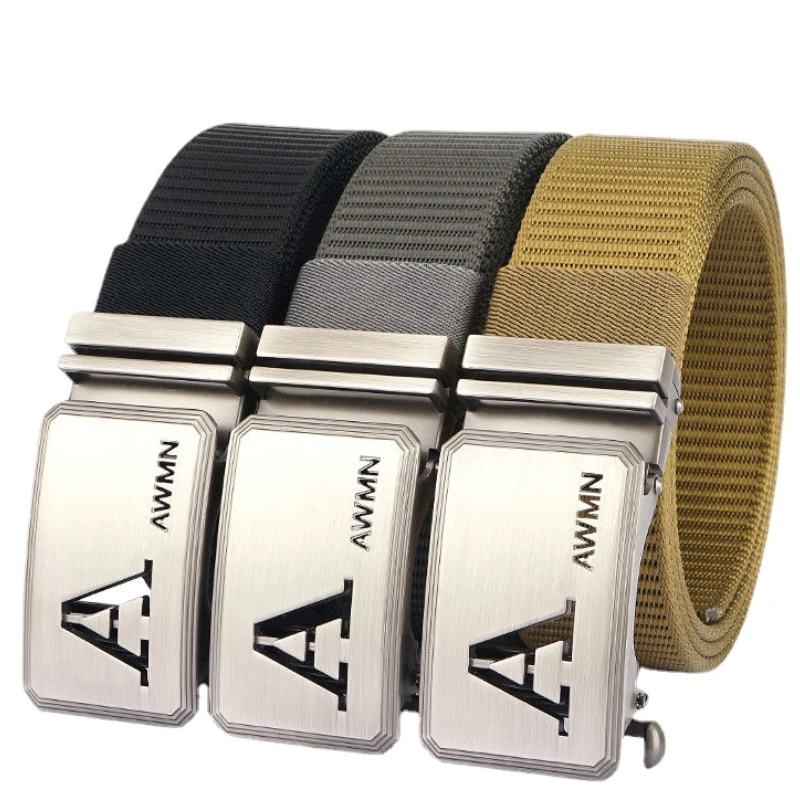 New Automatic Buckle Men's Inner Belt Pure Nylon Belt Metal Buckle Design Luxury Belt Designers Men