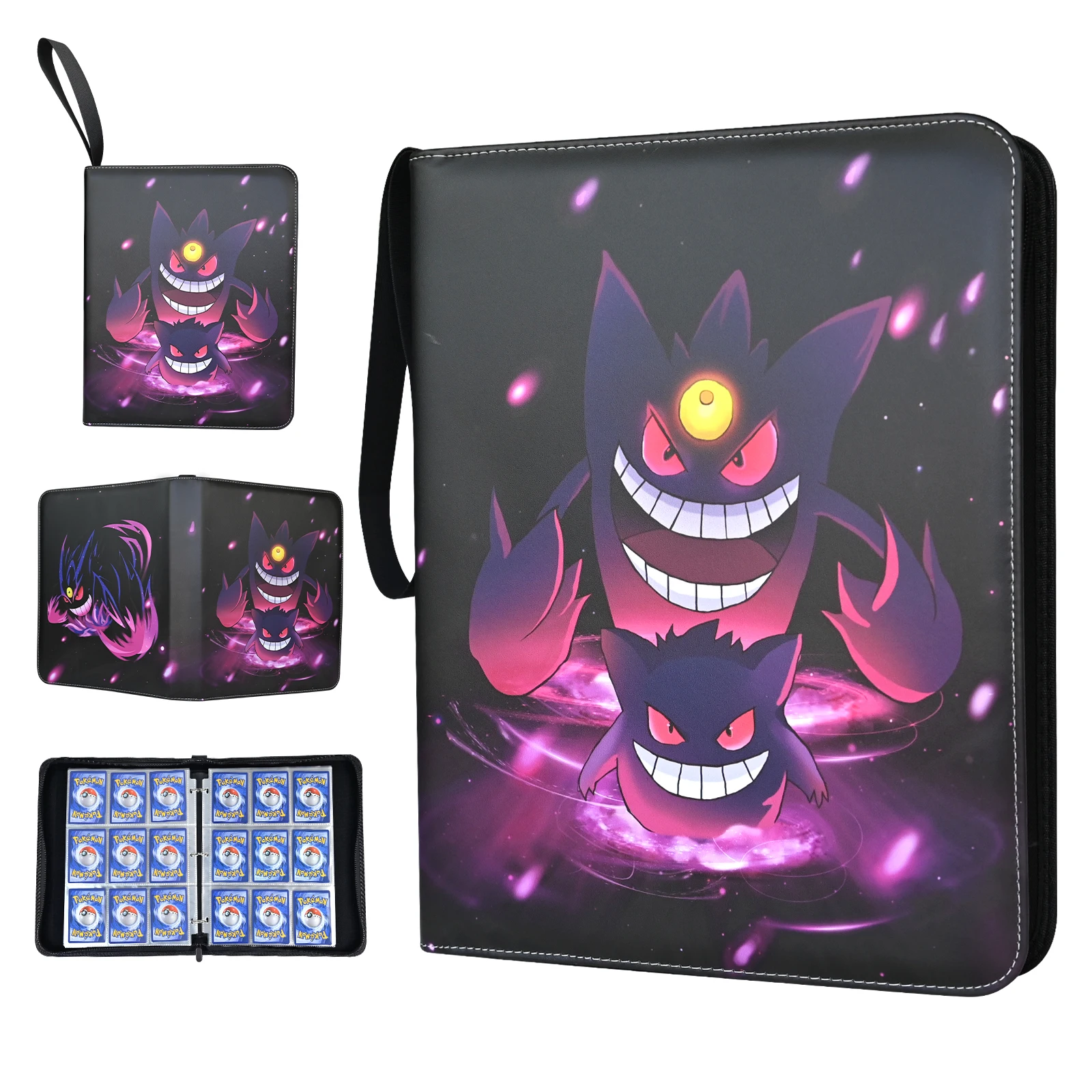 

Папка для карточек Pokemon 9-pocket, 900 карманов, держатель для карточек и игр, коллекционная книга с 50 рукавами фиолетовая