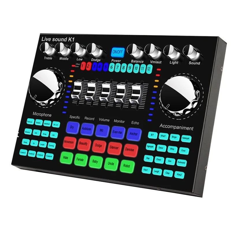 Портативная Bluetooth звуковая карта K1 профессиональная аудиокарта с регулируемым