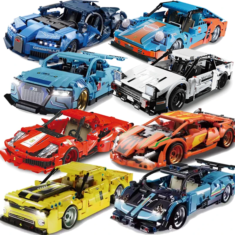 

51 шт. техническая Модель гоночного автомобиля Porsche Bugatti, строительные блоки, суперкар, сборный автомобиль, кирпичи, игрушки для мальчиков, де...