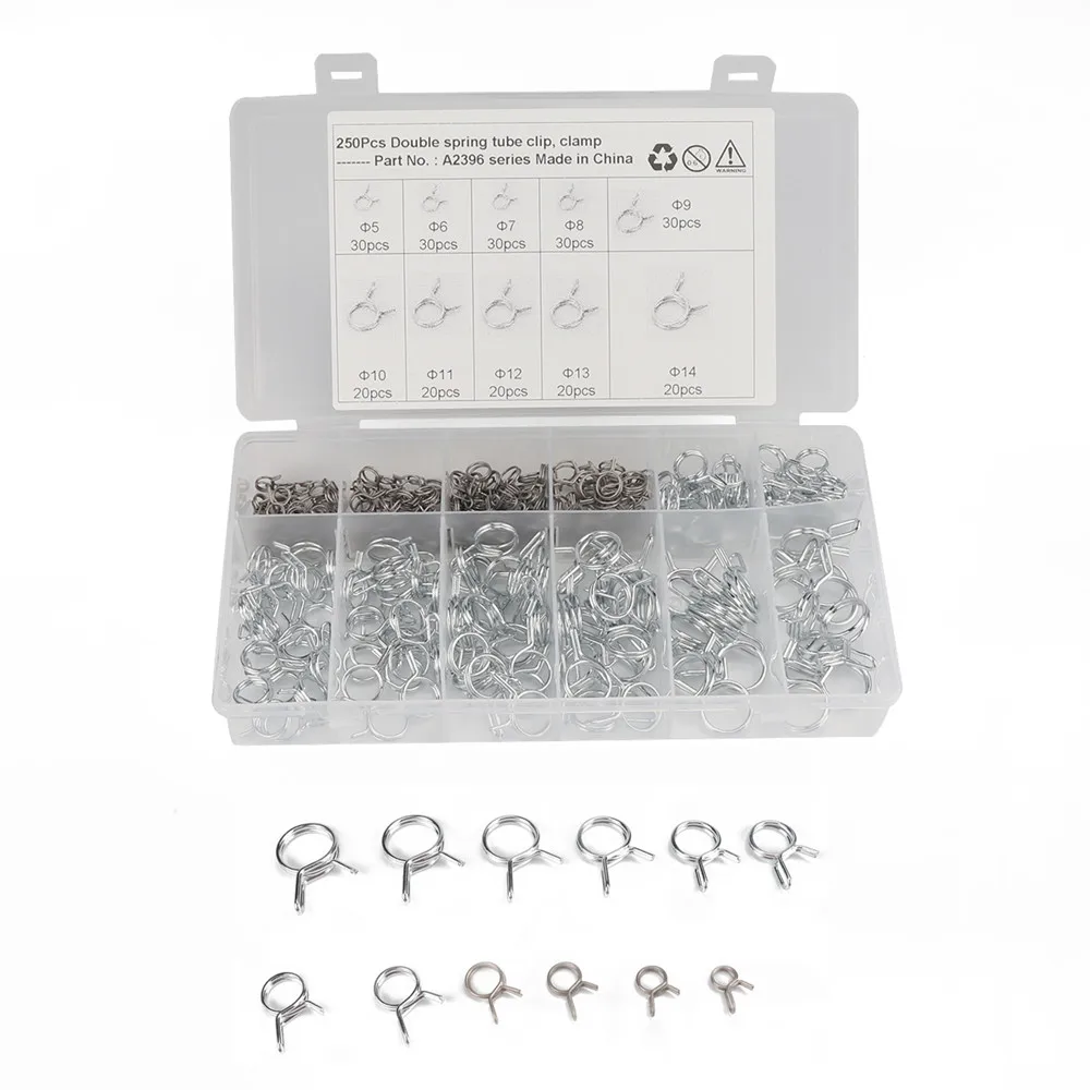 

250 Pieces [No. 10] Fuel Line Hose Spring Clip Clip Clip Accessory Kit for Motorcycle Scooter ATV - [5~14mm]