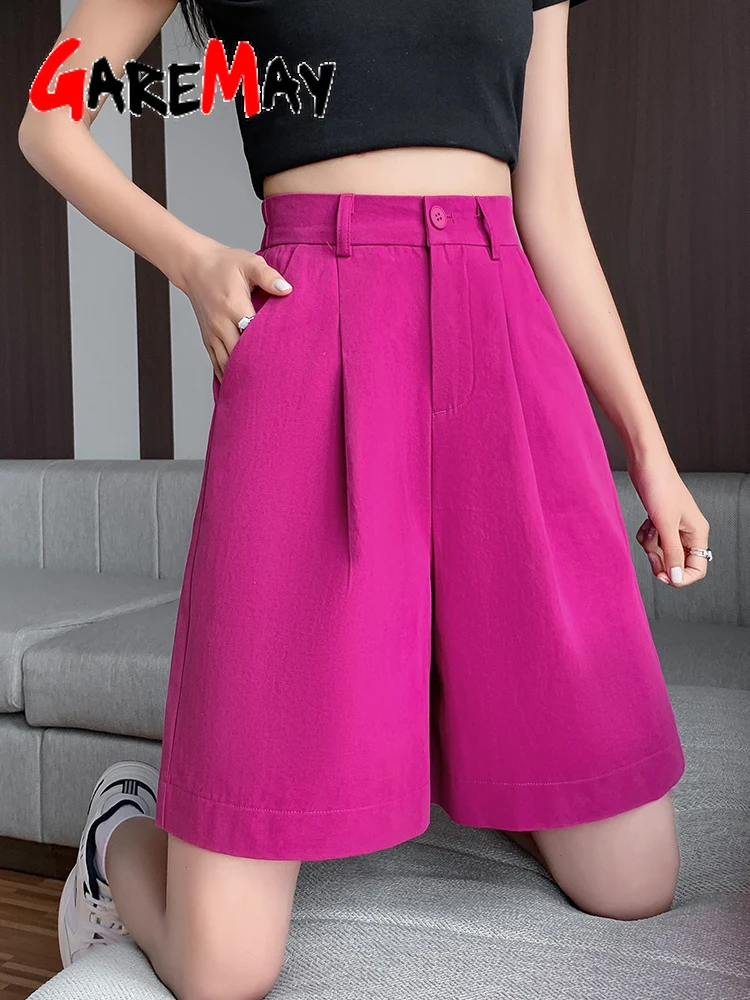 Женские хлопковые шорты длинные винтажные повседневные свободные черные