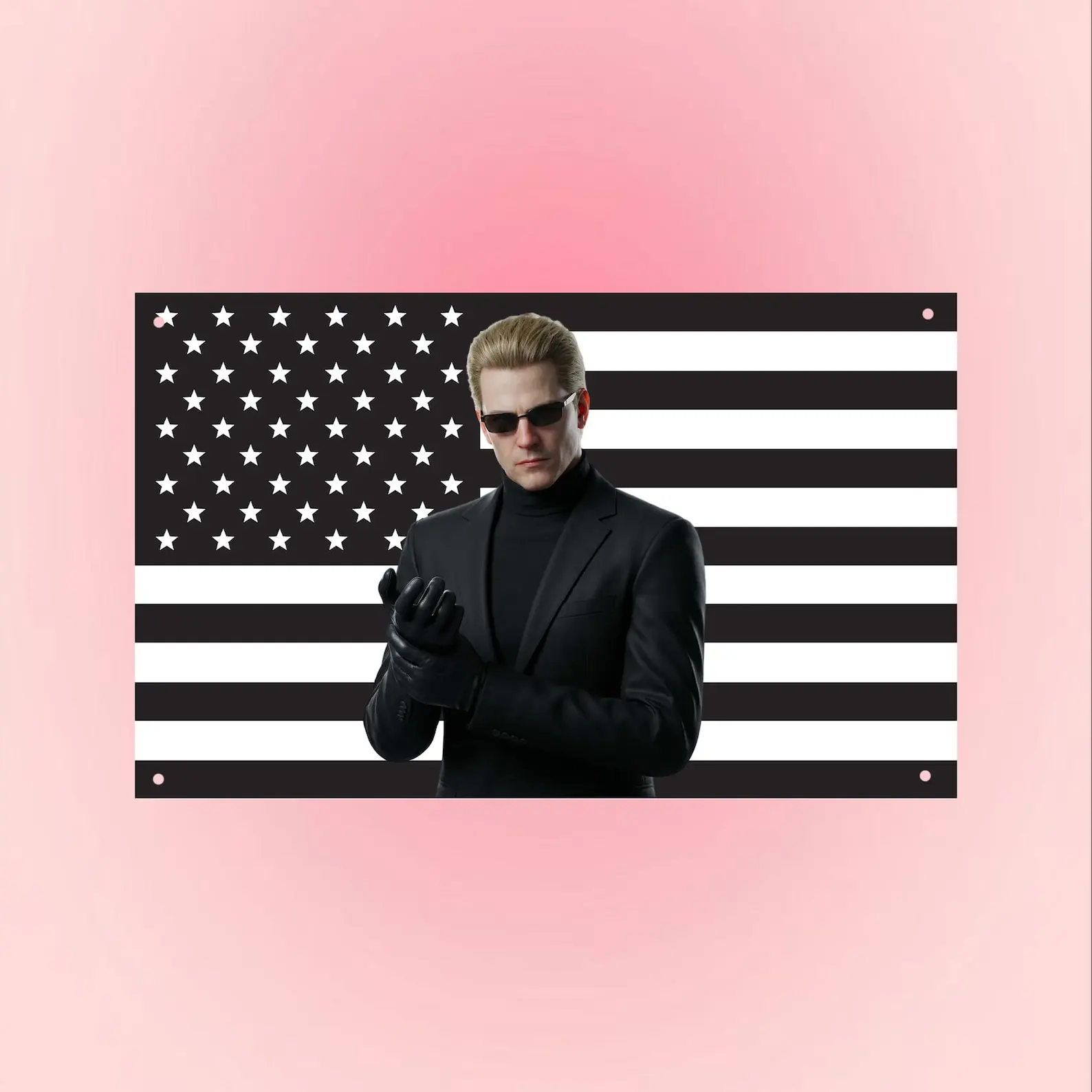 Фото Флаг Америки черного цвета Albert Wesker для гаража, спальни, парикмахерской, домашнего декора, гобелен, рекламный флаг №1