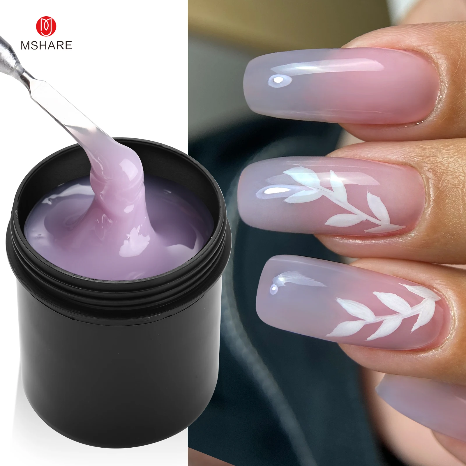 

MSHARE Milky Rose Fiber Builder UV LED Gel for Nail Extension Not Hot Natural No Burning Painless Gel 150ml