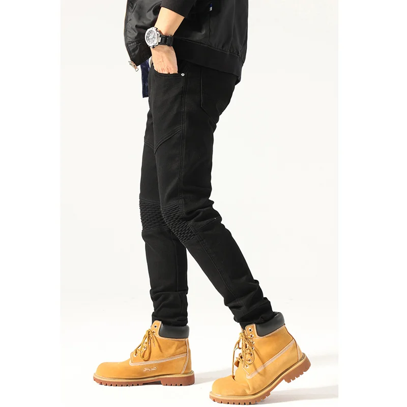 Streetwear Men  Autumn and Winter New Pattern Self-cultivation Elastic Force Black Jeans 2022 Recreational Pencil Pants Female