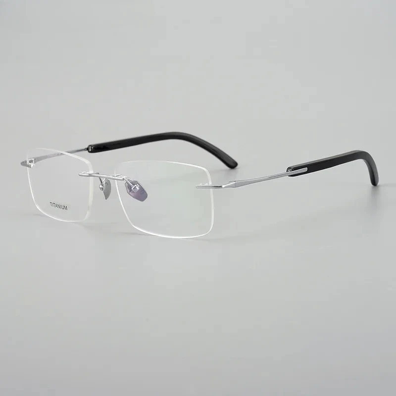 Рог буйвола титановые мужские очки в полуоправе натуральные оптические ручной