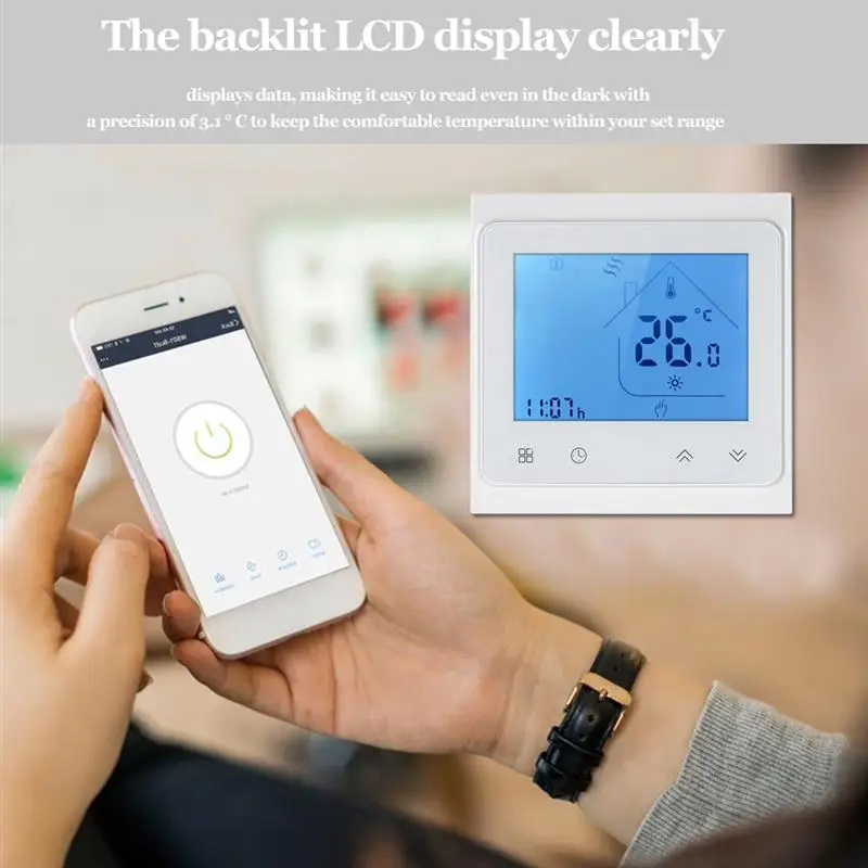 

WiFi Wireless Room Thermostat for Gas Boiler/Water/Floor Heating Remote Control Temperature Controller Works with Alexa