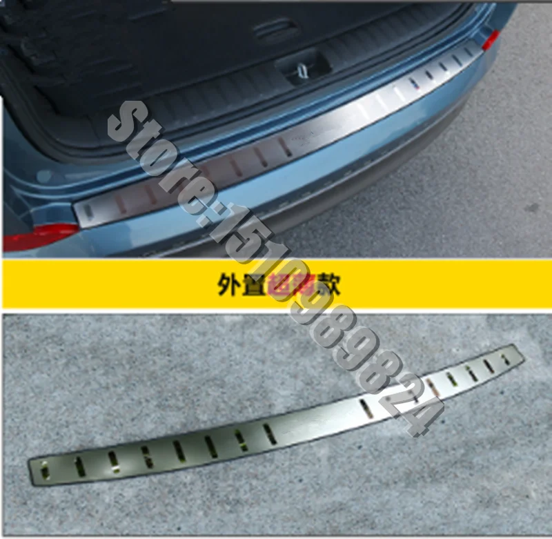 

stainless car Rear Bumper Protector Sill Trunk Tread Plate Trim Stickers protector for 2015-2018 Hyundai Tucson TL Car styling