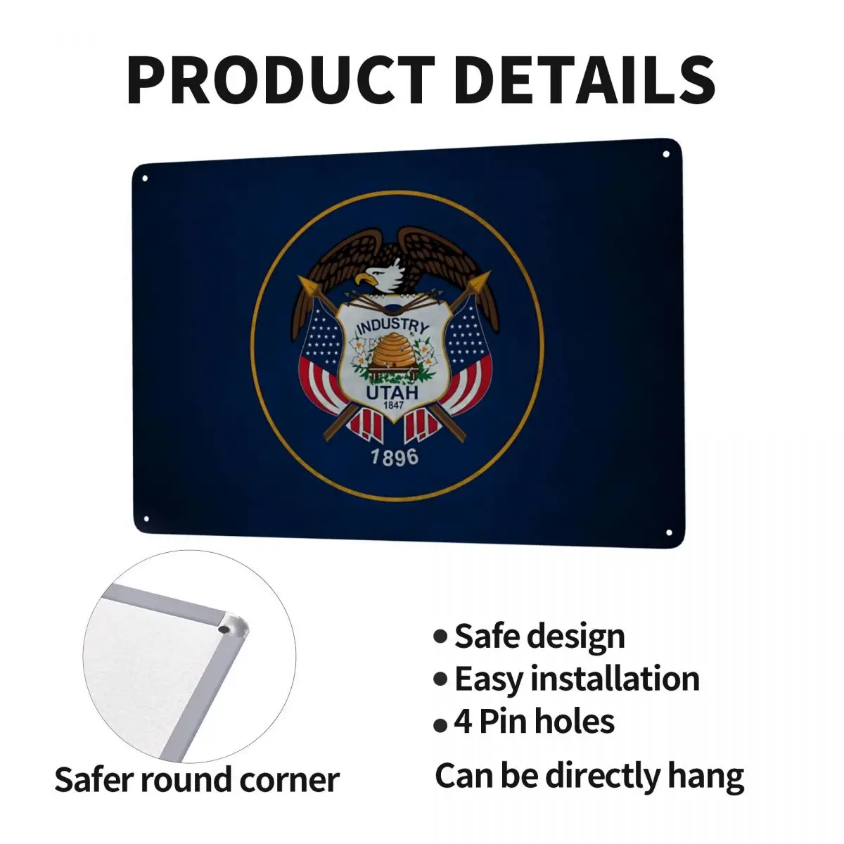 Металлическая жестяная вывеска с флагом Юты новинка винтажная табличка домашняя