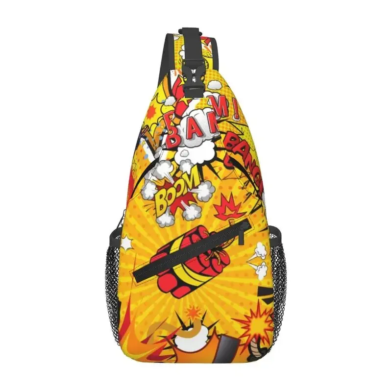 Нагрудная Сумка-слинг с рисунком Wow Boom Bang мужской рюкзак через плечо граффити