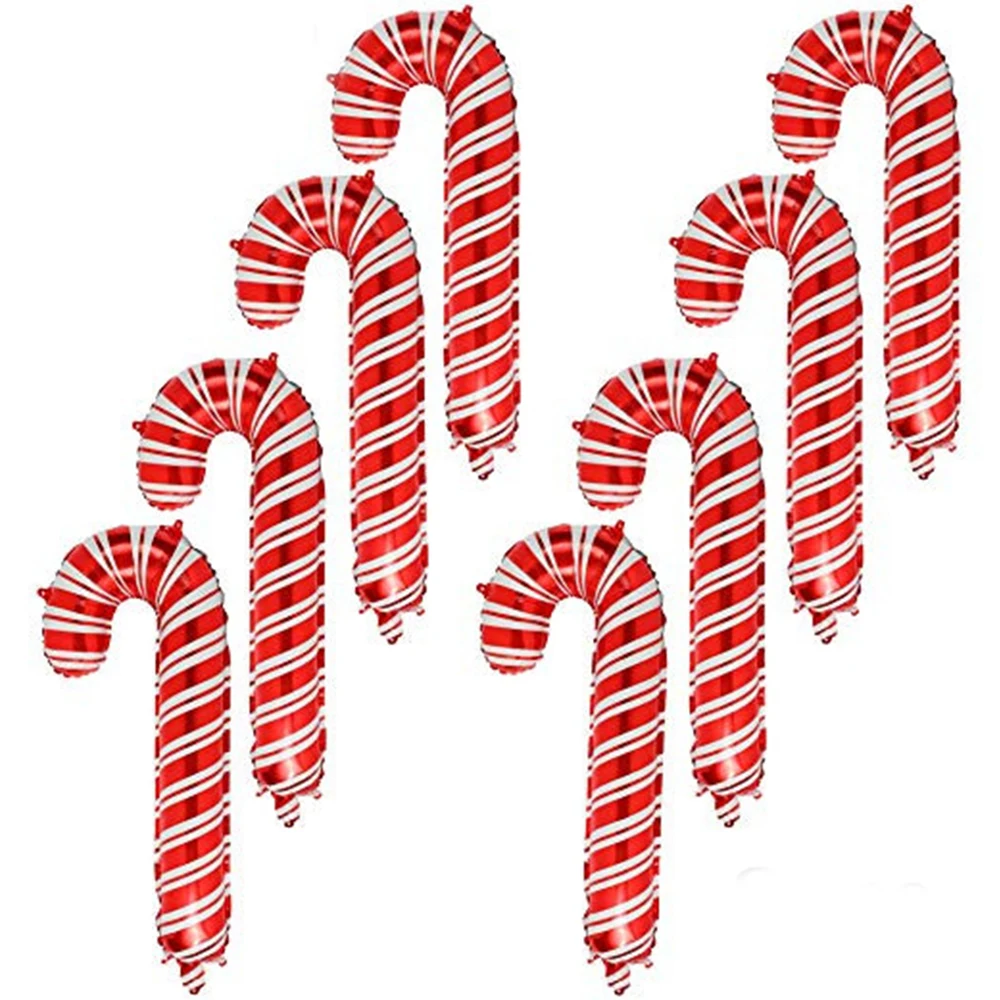 

8pcs Large Size Christmas Cane Balloons 82x37cm Candy Cane Foil Balloon Xmas Globos Kids Toys for Christmas Decorations Navidad