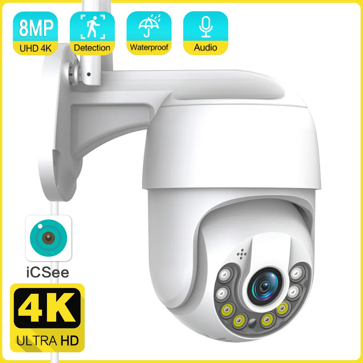 ANSHICAT 8MP 4K  Security Video Surveillance Camera HD Ai Human Detection Outdoor PZT Waterproof WiFi Wireless Two-way Audio Cam