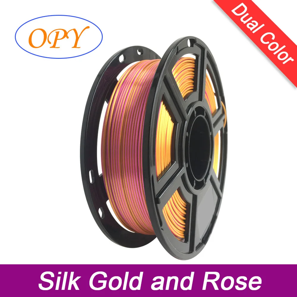 Opy Seide Zwei Dual Farbe Filament 1 Kg 1,75 Mm Gelb Rosa Blau Grün Gold Rose Metall Glänzend Farbe 3D drucker Draht Kunststoff