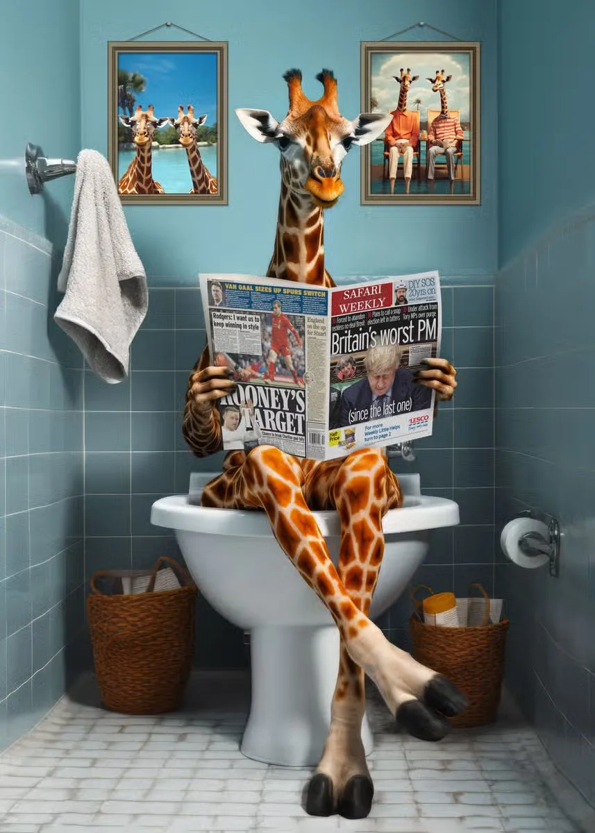 

Художественный постер "Собака на унитазе", холст