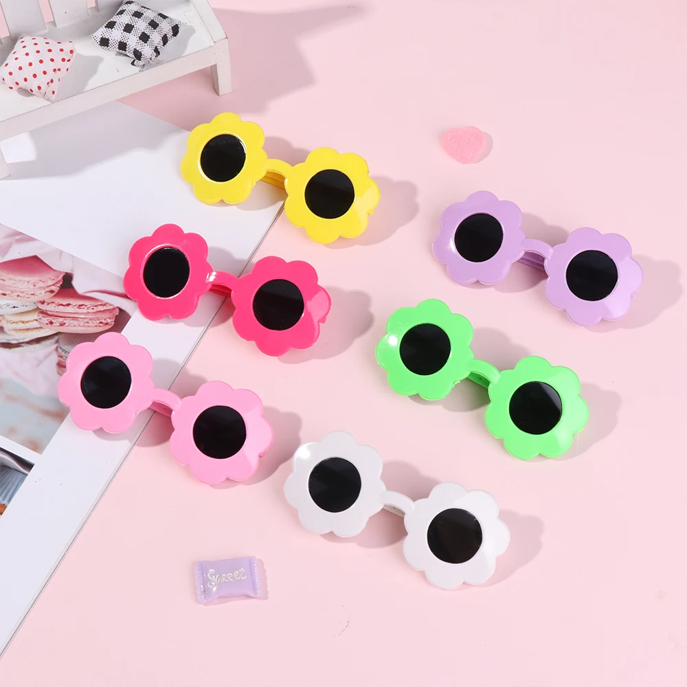 

New Cute Pet Look Dress Up Accessories Sunglasses Doll Eyeglasses Sun Flower Shaped Toys Glasses