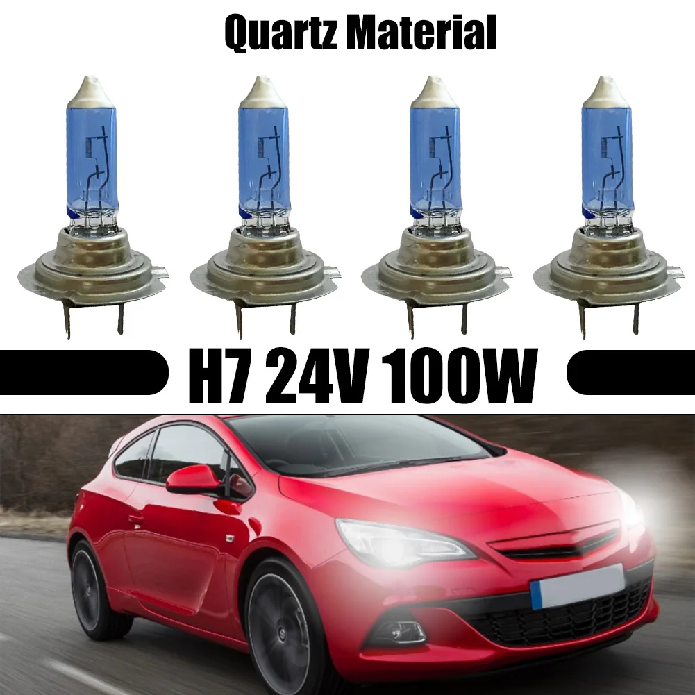 4pcs H7 Headlight Bulb 100W 24V Car Headlight Lamp Super White Quartz Halogen Fog Lamp Car Source Parking Light