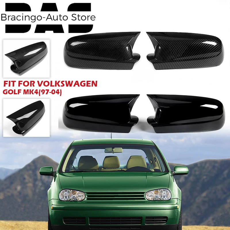Купи Fit For VW Volkswagen Golf MK4 GTI R 1997-2004 Car Wing Side Mirror Cover Rearview Mirror Caps Horn Style External Decor Parts за 1,474 рублей в магазине AliExpress