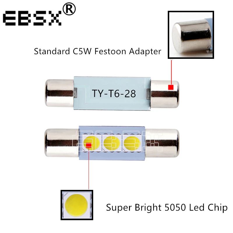 4 Шт. 12 В C5W T6 28 Мм 31 5050 3SMD Светодиодные Лампы Белого/голубого Цвета Для Потолка