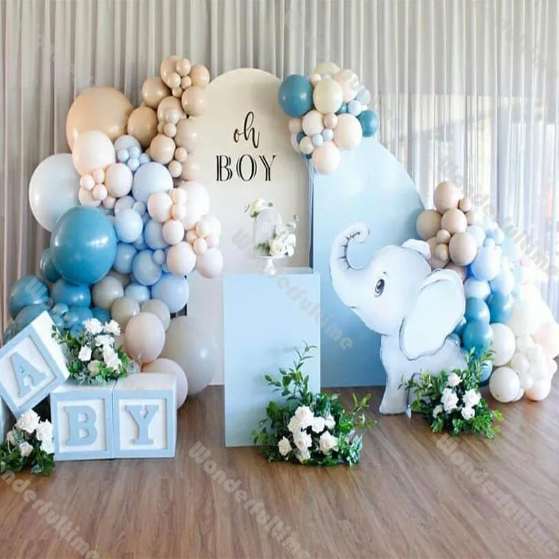 

Blue Balloon Garland Beige Doubled Blush Nude Boho Balloon Arch Kit Boy Birthday Party Decoration Baby Shower Decor Latex Globos