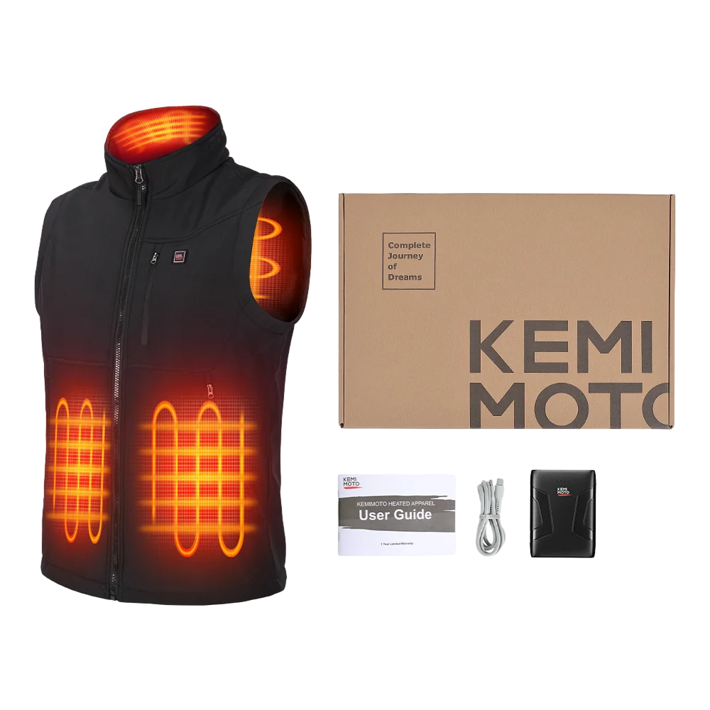 

KEMIMOTO жилет с подогревом унисекс, зимняя теплая куртка с аккумулятором 10000 мАч, приложение для контроля температуры, водоотталкивающий легкий вес для улицы