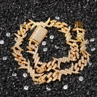 wire thorny chain rope style big zircon 10mm bling bling iced out brass chains cz necklace fashion hip hop jewelry bn069
