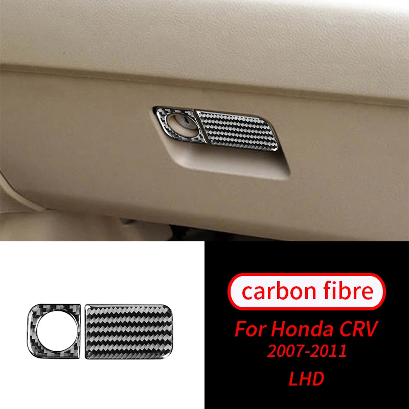 

For Honda CRV 2007-2011 2Pcs Real Carbon Fiber Glove Box Handle Interior Trim Sticker Car Interior Accessories