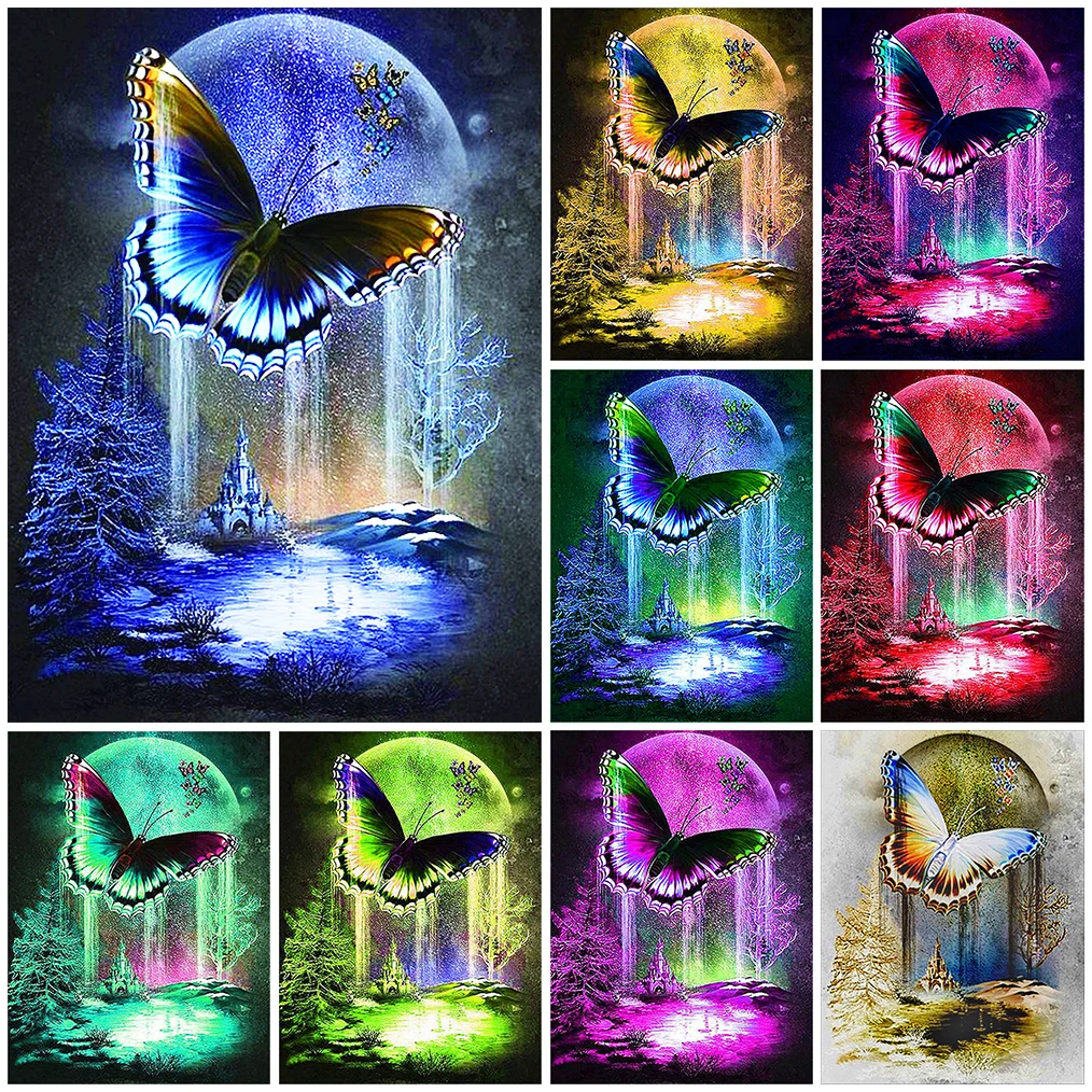 

Color Butterfly 5D DIY Diamond Painting Kit Art Animal Diamonds Embroidery-Moon Mosaic Decoration Gift