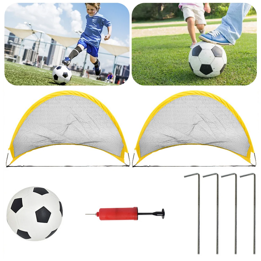 2 шт. складные футбольные ворота с мячом/надувным устройством/сумка для хранения
