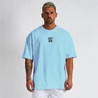 Футболка мужская оверсайз, свободная одежда для спортзала, бодибилдинга, фитнеса, уличная одежда в стиле хип-хоп, быстросохнущая сетчатая Спортивная футболка