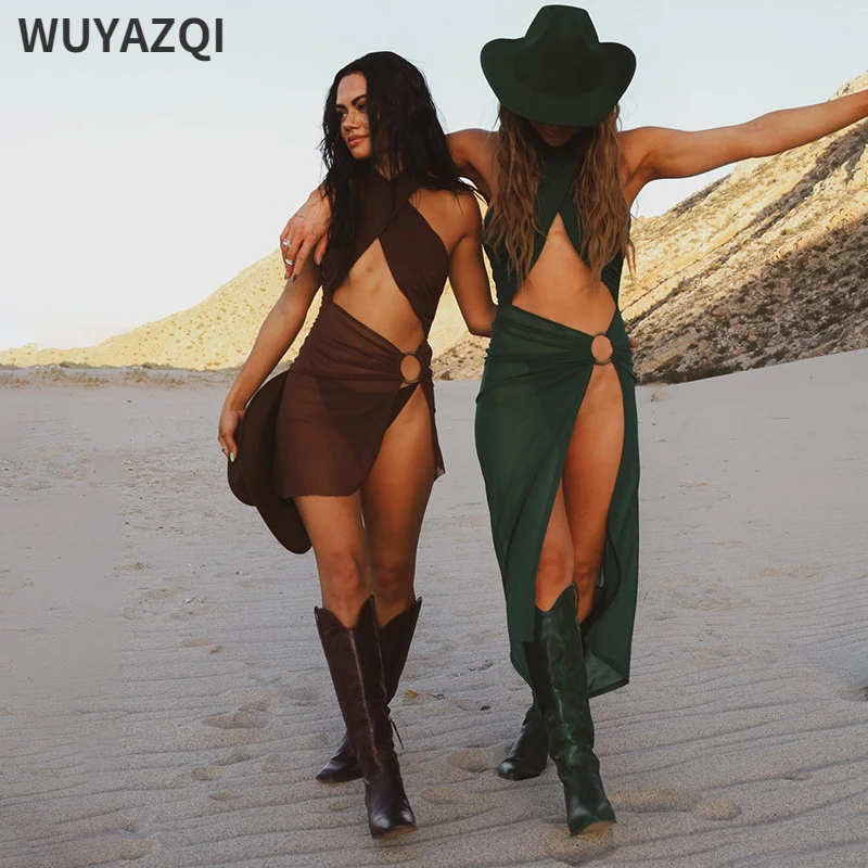 

WUYAZQI женское вечернее платье с вырезом крест-накрест выходное женское платье модное сексуальное темпераментное женское платье