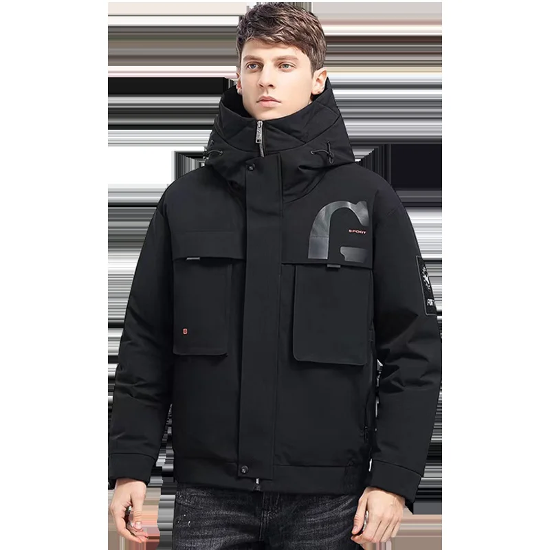 

Men's Top Winter New Solid Color Parkas 90% White Duck Jackets Male Casual Warm Thick Snow Hooded Down Coat Outwear Puffer