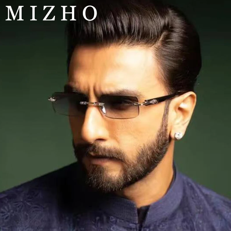 

MIZHO 2022 Fashion New Rimless Sunglasses Men Trendy Luxury Brand Designer Mujer Ladies Sunglass Tinted UV400 Eyewear Oculos