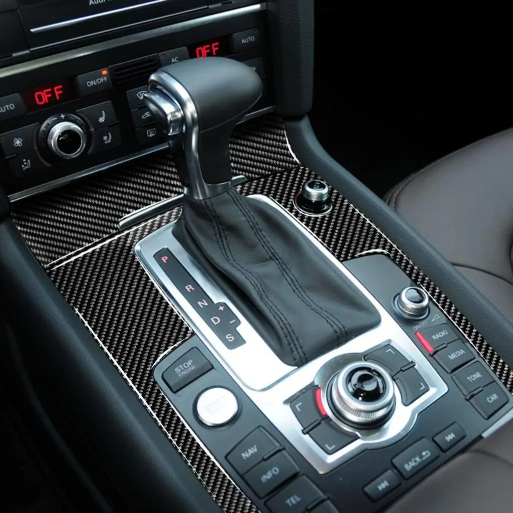 

Для Audi Q7 4L 2008-15 Автомобильная панель переключения передач рамка Обложка отделка полосы углеродное волокно стикер украшение авто аксессуары...