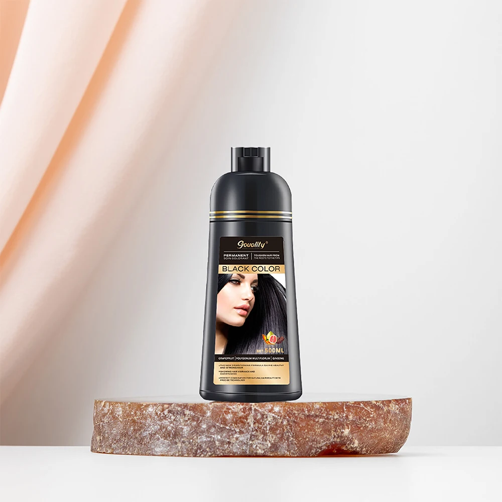 

500ml Permanent Hair Color Shampoo 100% Coverage Grey Natural Herbal Ginger ingredients Black Brown Dye Shampoo For White Hair