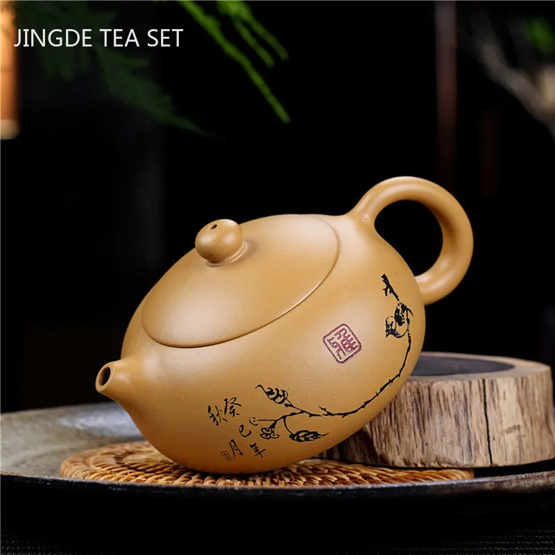 

Chinese Yixing tea pots Purple Clay Teapot Raw ore Gold Section Mud beauty kettle Handmade Custom Boutique Tea set 240ml