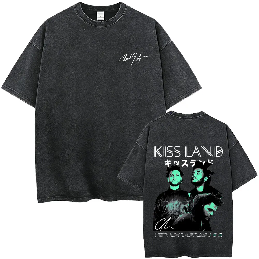 Фото Винтажная футболка с принтом альбома The Weeknd Kiss Land, унисекс, в стиле хип-хоп, модная, высококачественная. №1