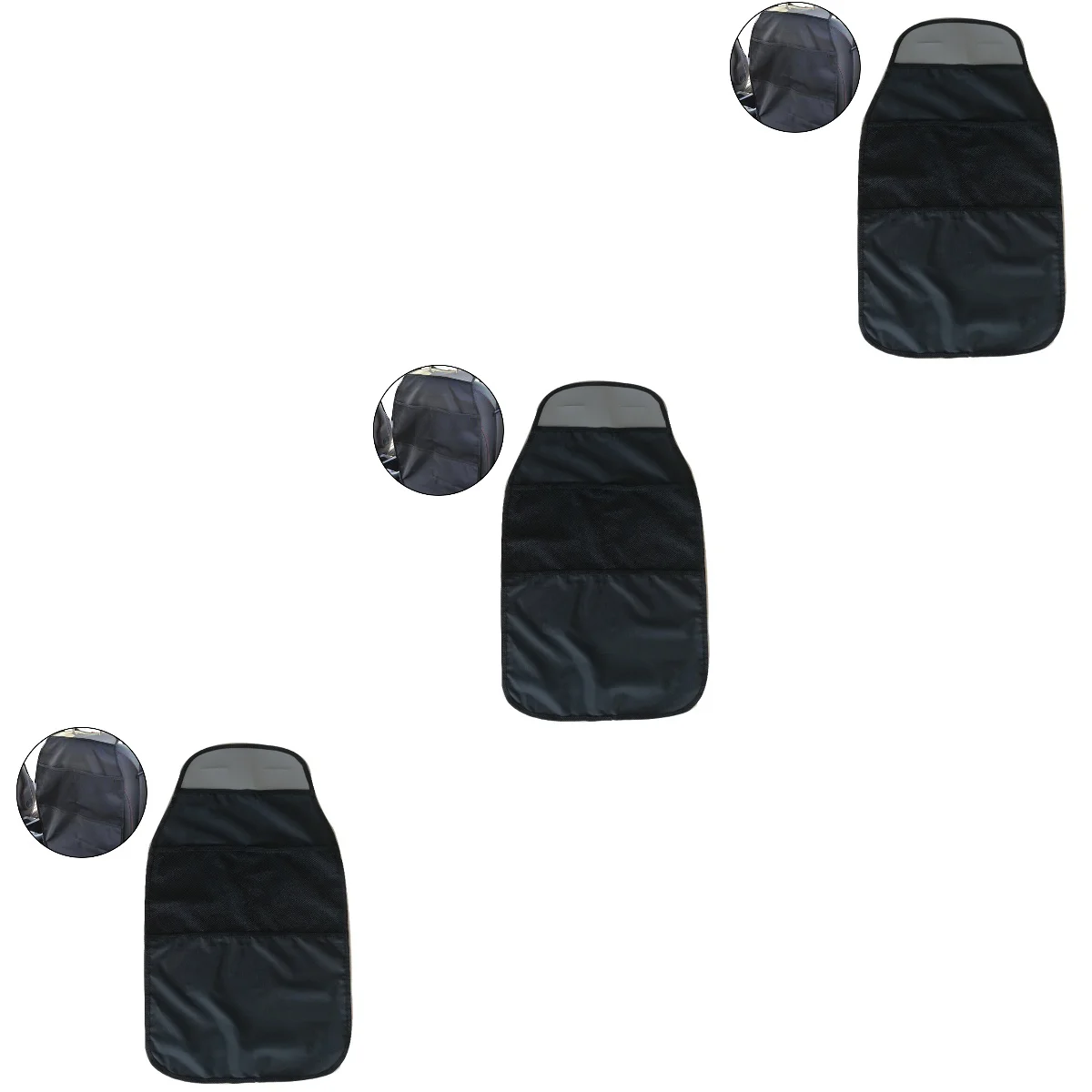 

3pcs Car Seat Back Protectors Seat Covers Backseat Organizer Kick Guard Seat Saver (Black)