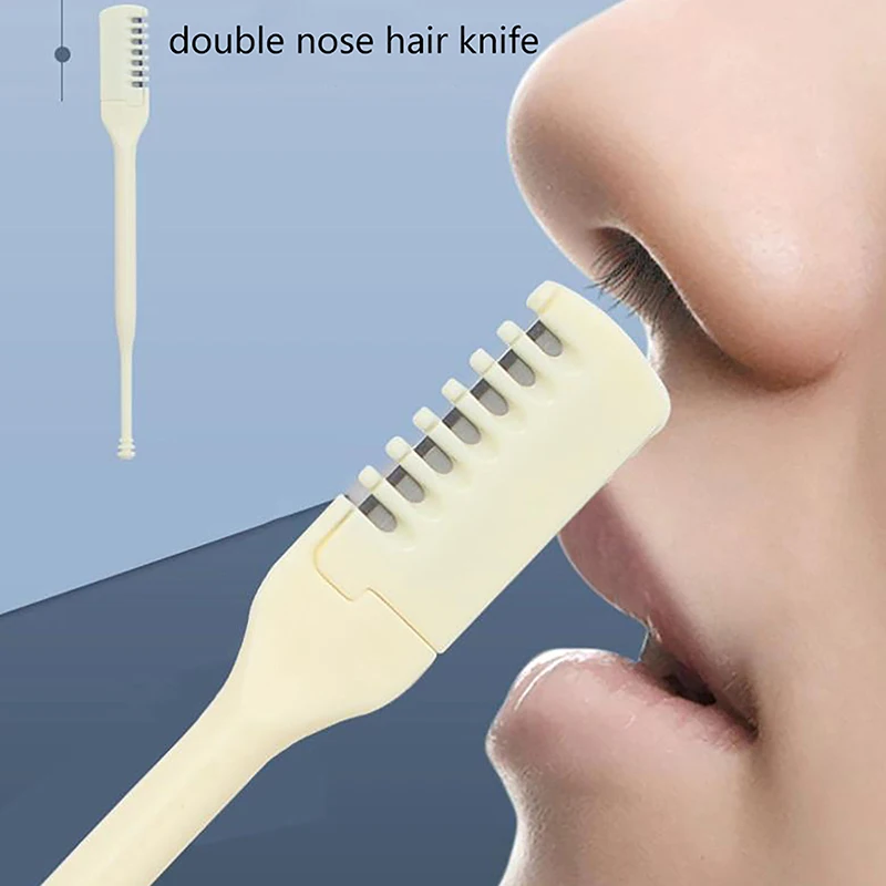 

1/2/3 Pcs Washable Double Head Nose Hair Trimmer Manual Nose Hair Ear Spoon 360°Rotate Nose Hair Knife Trimmer Stainless Steel