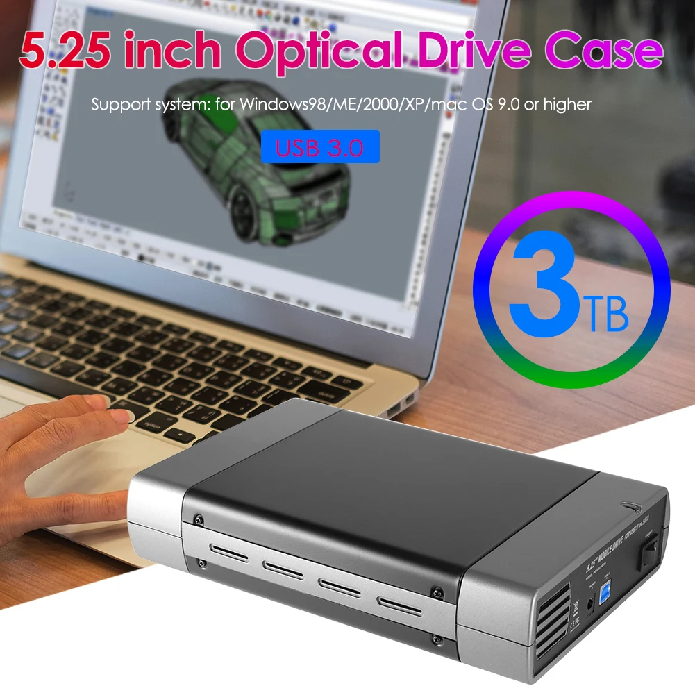 

5.25inch External Hard Drive Case USB3.0/2.0 To SATA SSD HDD Hard Disk Box Support DVD Mobile HDD Box 16 Speed Recording 480Mbps